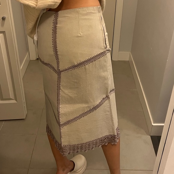 Boho Leather Crochet Midi Skirt. - Picture 3 of 5